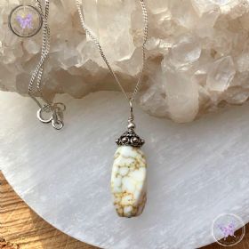 Natural Howlite & Silver Pendant